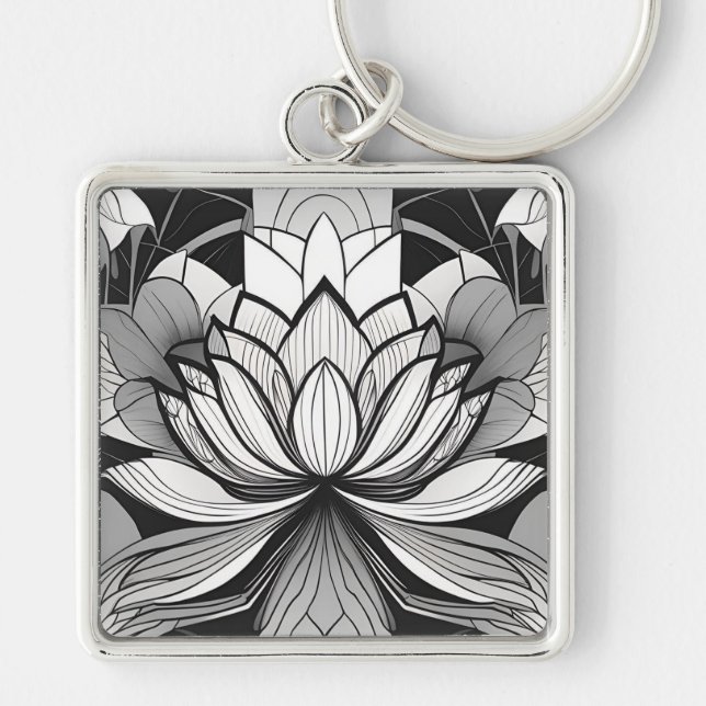 Art Deco Lotus Keychain (Front)