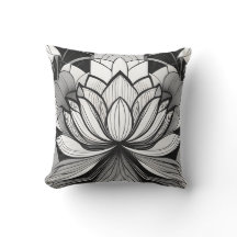Art Deco Lotus Throw Pillow