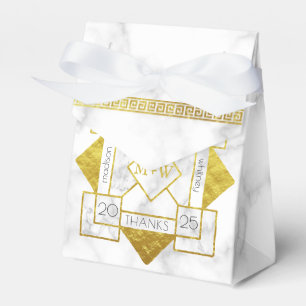 Art Deco Love and Thanks Wedding Marble Gold Foil Favour Box