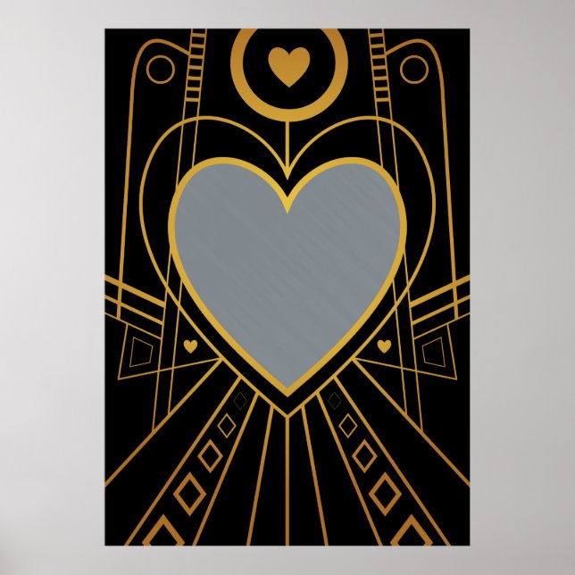 Art Deco Love Heart Border Poster (Front)