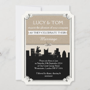 Art Deco 'Love in the City' Wedding Invitation