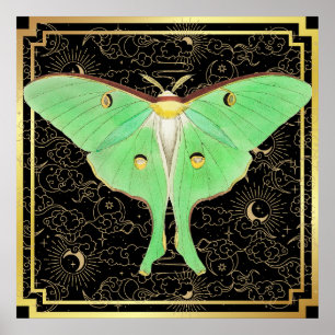 Art Deco Luna Moth  Poster
