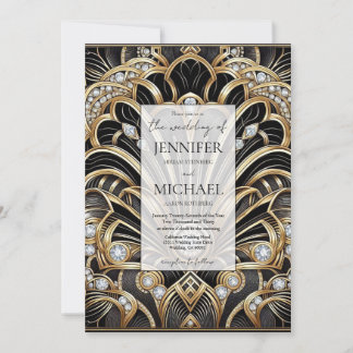 Art Deco Luxury Diamond | QR Code Wedding Invitation
