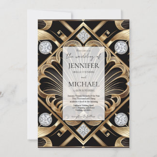 Art Deco Luxury Diamond | QR Code Wedding Invitation