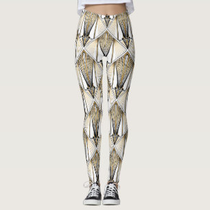 Art Deco, luxury gold motif Leggings