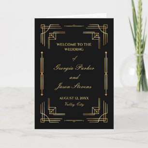 Art deco luxury golden wedding programme program