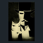 Art deco magazine cover poster<br><div class="desc">A vintage art deco magazine cover,  The Play Goer,  from the 1920s . A mysterious and sinster couple drawn in a sureal style.</div>