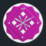 Art Deco magenta geometric pattern Large Clock<br><div class="desc">Art Deco,  stylised,  white on magenta geometric pattern in stacked,  3-d look shapes with faceted edges - digital art</div>