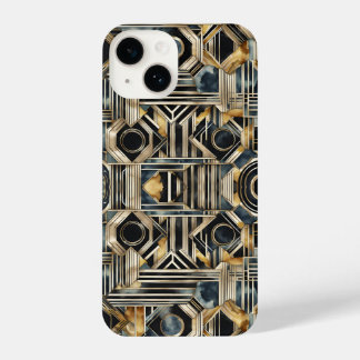 Art-deco marble Black and gold Jazzy Geometric  iPhone 14 Case