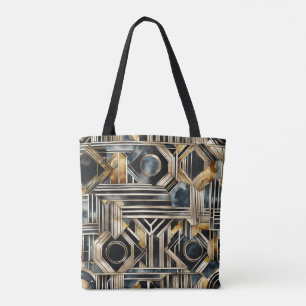 Art-deco marble Black and gold Jazzy Geometric Tote Bag