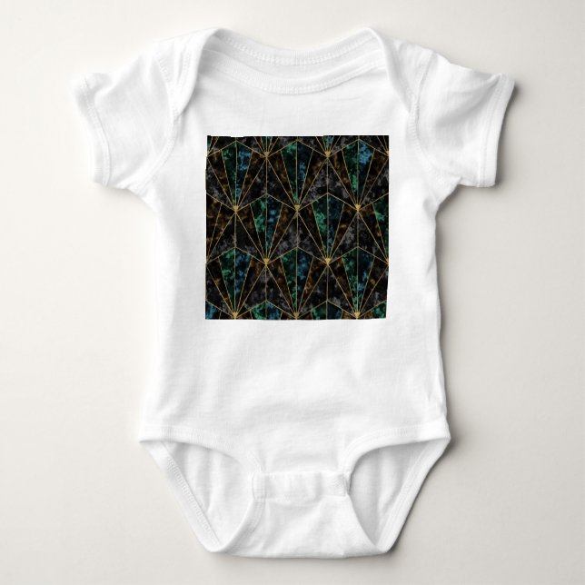 Art Deco Marble: Malachite Luxury Baby Bodysuit (Front)