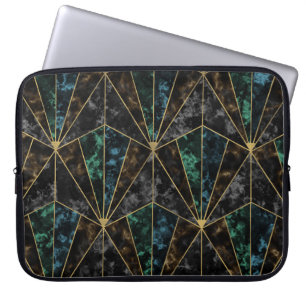Art Deco Marble: Malachite Luxury Laptop Sleeve