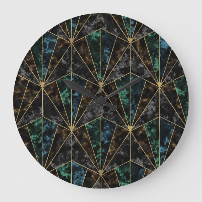 Art Deco Marble: Malachite Luxury Large Clock (Front)