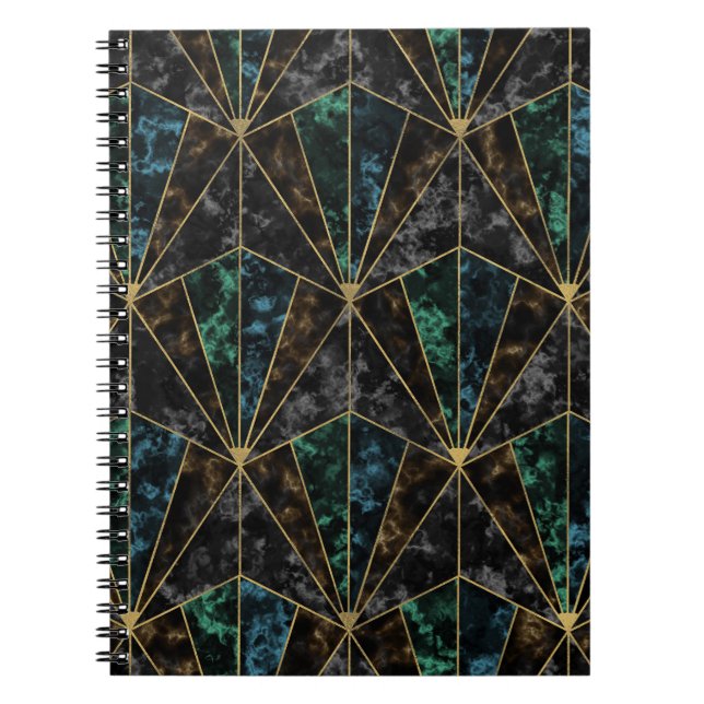 Art Deco Marble: Malachite Luxury Notebook (Front)