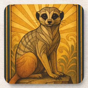 Art Deco Meerkat Illustration Coaster