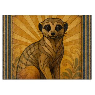 Art Deco Meerkat Illustration Cutting Board