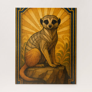 Art Deco Meerkat Illustration Jigsaw Puzzle
