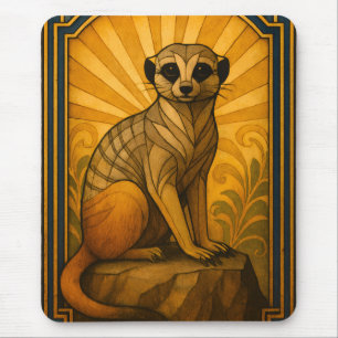 Art Deco Meerkat Illustration Mouse Pad