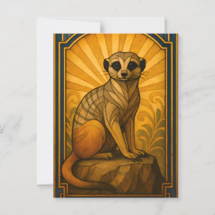 Art Deco Meerkat Illustration Postcard