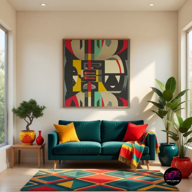 Art Deco Meets Mid-Century Modern Poster (Framed in color. Built for rooms with personality.)