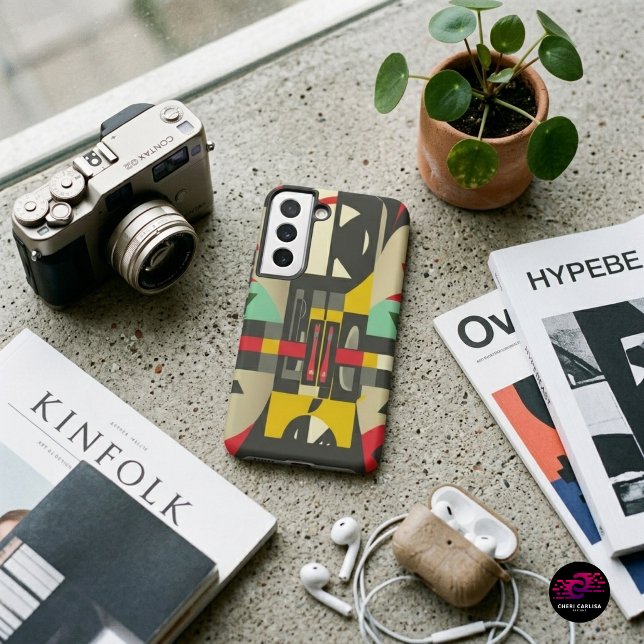 Art Deco Meets Mid-Century Modern Samsung Galaxy S22 Case (Mid-Century Modern geometry with Art Deco attitude for a phone that stands out.)