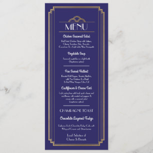 Art Deco Menu Gold Navy Wedding 1920's Reception