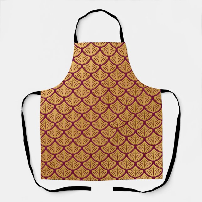 Art Deco Mermaid Scales - Magenta Apron (Front)
