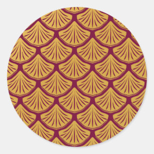 Art Deco Mermaid Scales - Magenta Classic Round Sticker