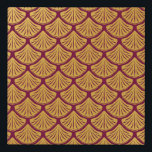 Art Deco Mermaid Scales - Magenta Faux Canvas Print<br><div class="desc">A pattern of mermaid scales in a dark magenta colour,  with a gold background. The scales are in an art deco style.</div>
