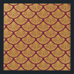 Art Deco Mermaid Scales - Magenta Faux Canvas Print<br><div class="desc">A pattern of mermaid scales in a dark magenta colour,  with a gold background. The scales are in an art deco style.</div>