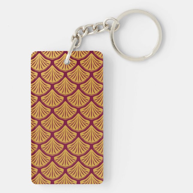 Art Deco Mermaid Scales - Magenta Key Ring (Back)