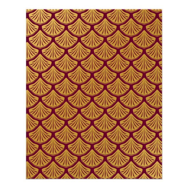 Art Deco Mermaid Scales - Magenta Poster (Front)