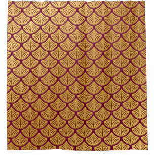 Art Deco Mermaid Scales - Magenta Shower Curtain