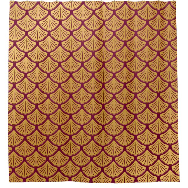 Art Deco Mermaid Scales - Magenta Shower Curtain (Front)