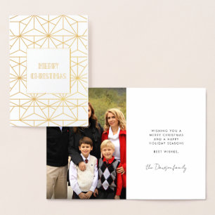 Art deco Merry Christmas family photo Foil Card