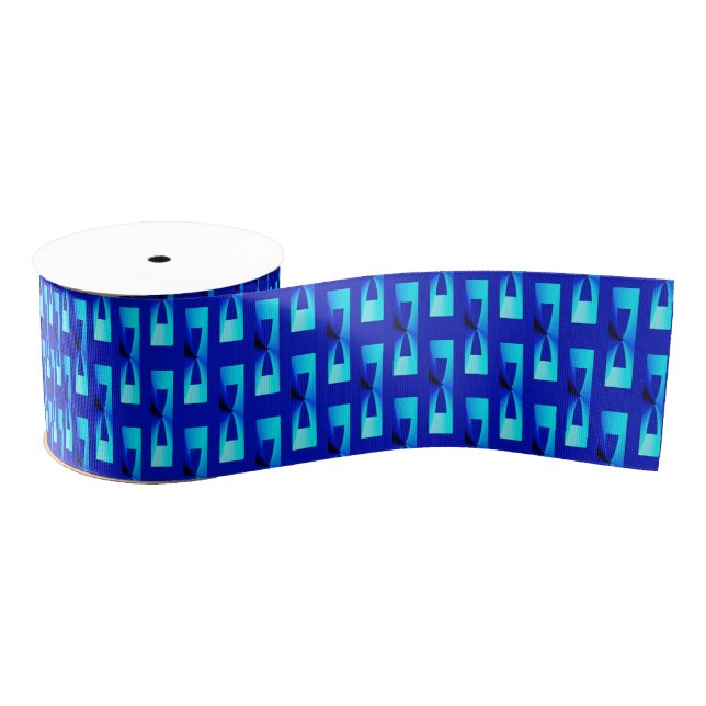 Art Deco Metallic Geometric - Cobalt Blue Grosgrain Ribbon (Spool)