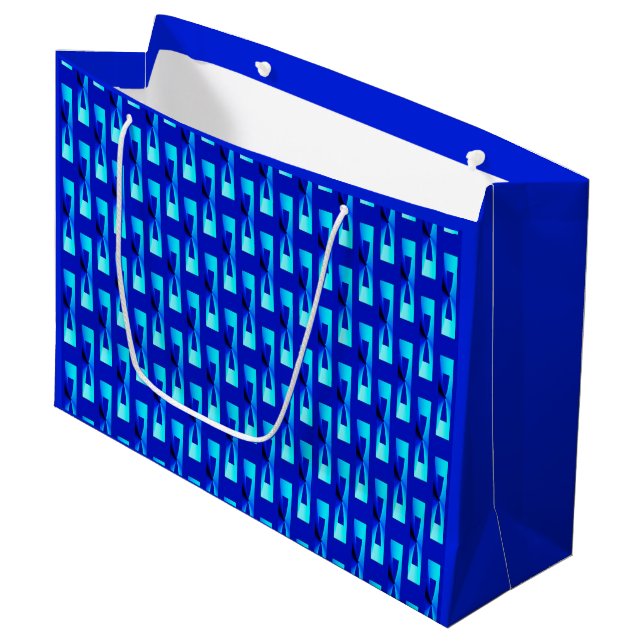 Art Deco Metallic Geometric - Cobalt Blue Large Gift Bag (Front Angled)