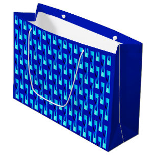 Art Deco Metallic Geometric - Cobalt Blue Large Gift Bag