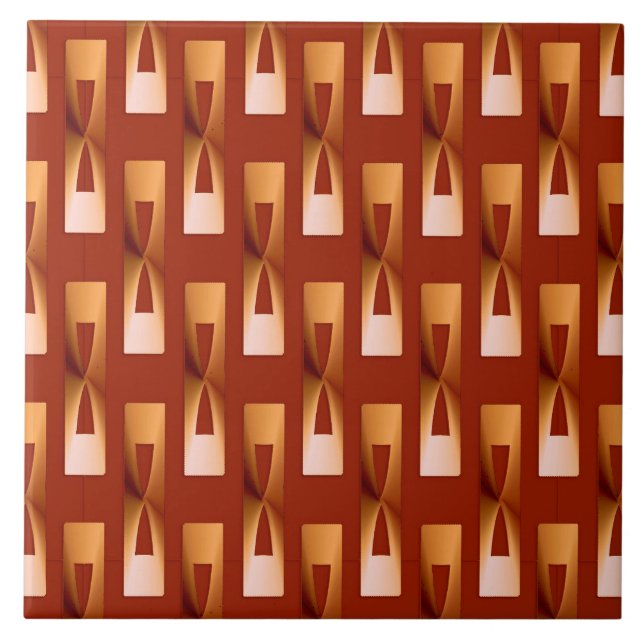 Art Deco Metallic Geometric - Copper and Rust Ceramic Tile (Front)