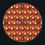 Art Deco Metallic Geometric - Copper and Rust Large Clock<br><div class="desc">Art Deco Industrial Chic geometric pattern in a metallic 3-d effect - shades of bright to deep copper or a rust brown background</div>