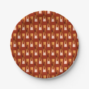 Art Deco Metallic Geometric - Copper and Rust Paper Plate