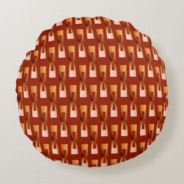 Art Deco Metallic Geometric - Copper and Rust Round Cushion (Front)
