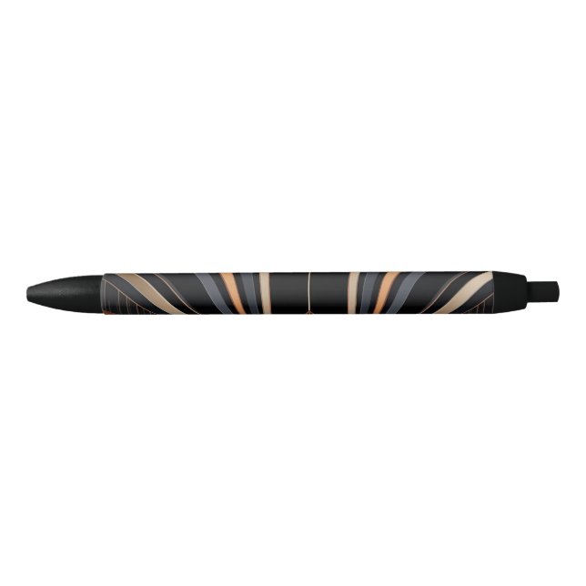 Art Deco Metallic Geometric Elegance Black Ink Pen (Front)