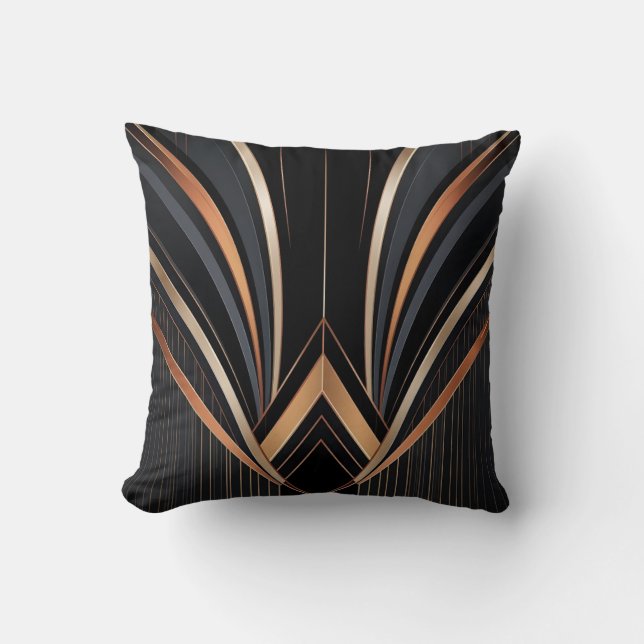 Art Deco Metallic Geometric Elegance Cushion (Front)