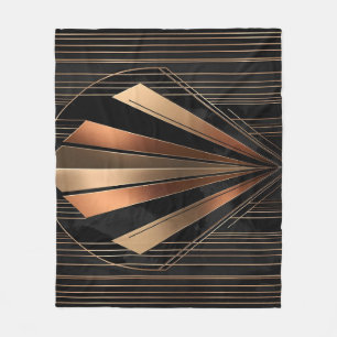 Art Deco Metallic Geometric Elegance Fleece Blanket