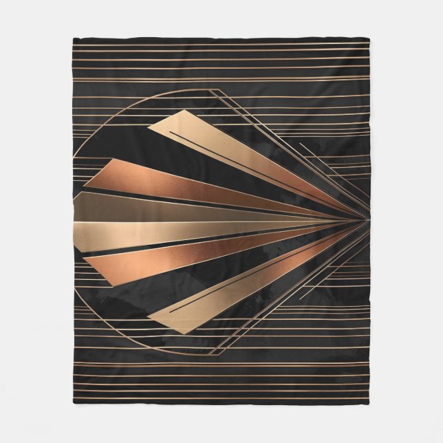 Art Deco Metallic Geometric Elegance Fleece Blanket (Front)