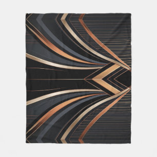Art Deco Metallic Geometric Elegance Fleece Blanket