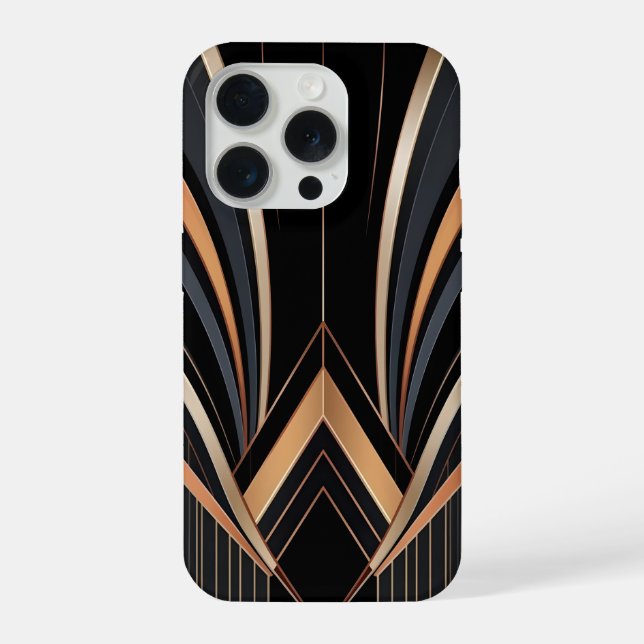 Art Deco Metallic Geometric Elegance iPhone Case (Back)