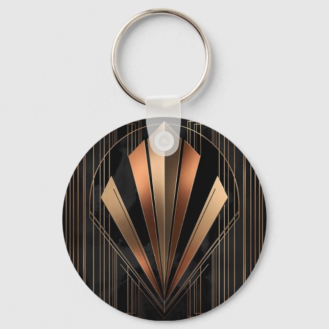 Art Deco Metallic Geometric Elegance Key Ring (Front)