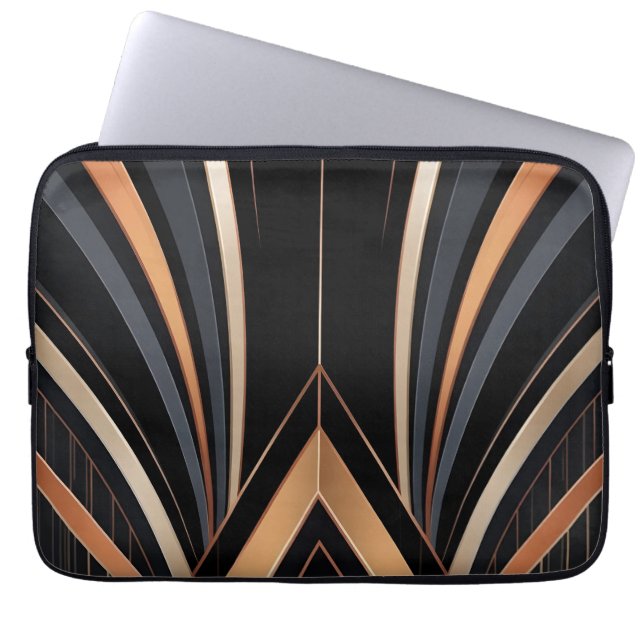 Art Deco Metallic Geometric Elegance Laptop Sleeve (Front)